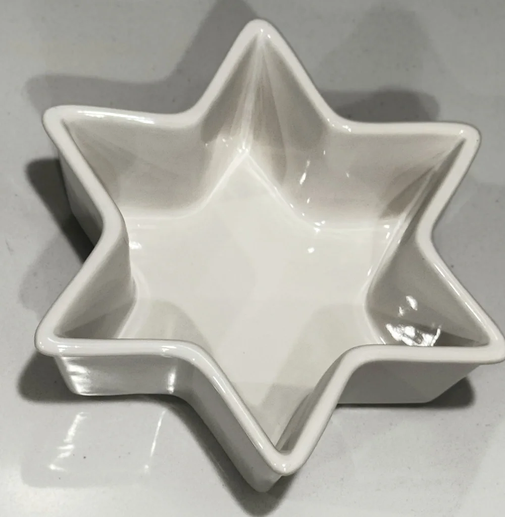 Chantal Jewish Star of David 2 c. Baking Dish White Ceramic Holiday Serving Bowl